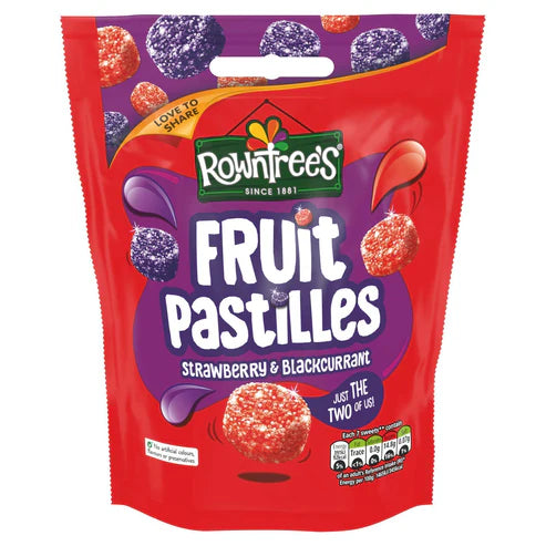 Rowntree’s fruit pastilles strawberry & blackcurrent 143g( BB 31/10/2025)