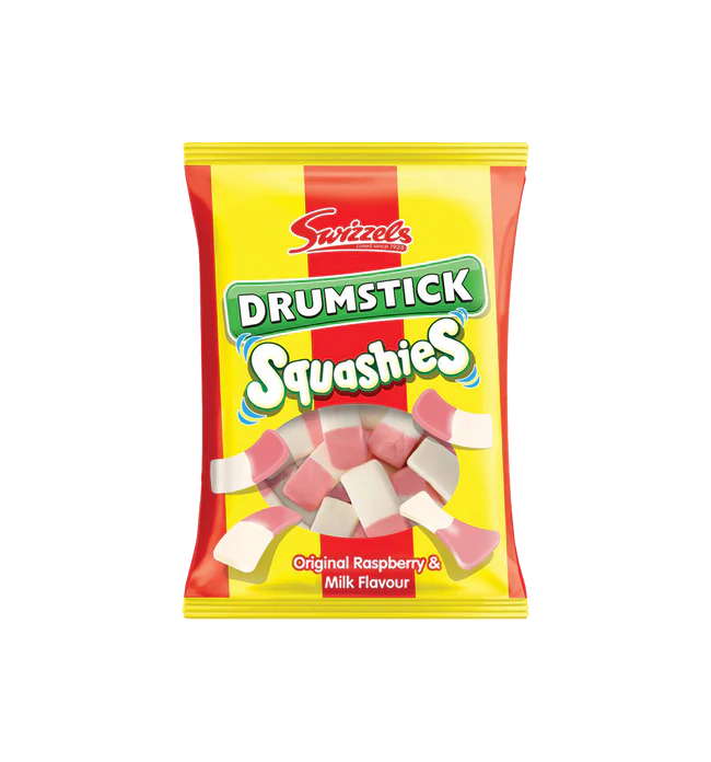 Swizzels Drumsticks Squashies Raspberry & Milk Flavour 120g (BB 31/01/2026)