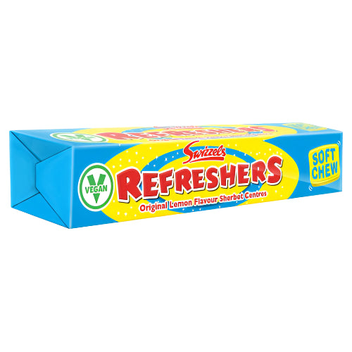 Swizzels Refreshers lemon flavour with fizzy sherbet centre soft chew 43g (BB 30/09/2025)