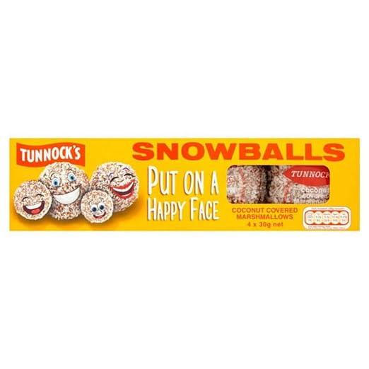 TUNNOCK'S Snowballs - Coconut Covered Marshmallows 4 Pack 120g(BB 31/01/2026)