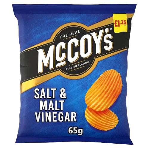 McCoy's Salt & Malt Vinegar Flavour Grab Bag Potato Crisps 65G (BB 18/10/2025)
