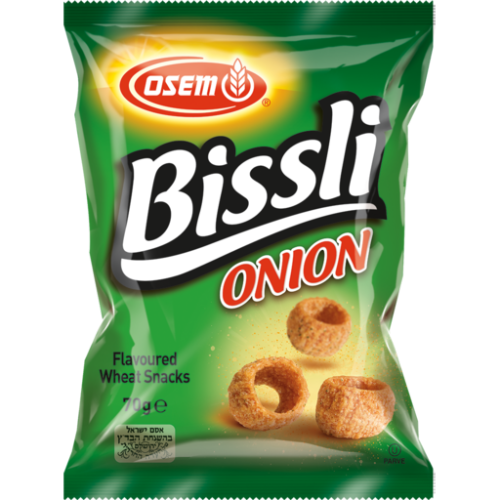 Osem Bissli Onion Flavored Wheat Snacks kosher  70G (BB 19/08/2026)