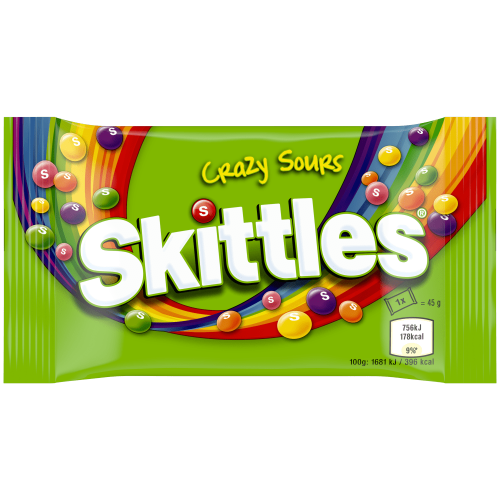 Skittles Crazy Sours Flavour UK 45g (BB 15/07/2026)