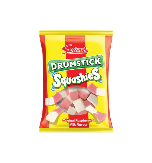 Swizzels Drumsticks Squashies Raspberry & Milk Flavour 120g (BB 31/01/2026）