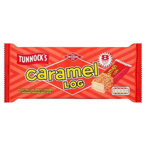 Tunnock's Caramel Log Roasted Coconut Covered Caramel Wafer Biscuits 8*32G (BB 31/12/2026)