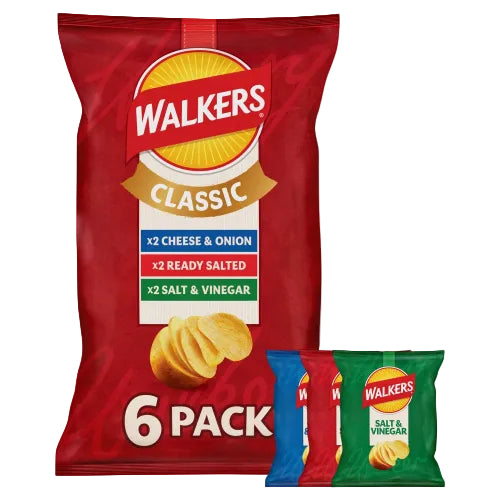 Walkers Classic Variety Multipack Crisps 6x25g UK (BB 14/03/2026)