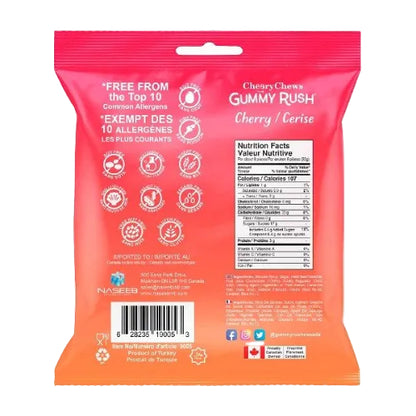 Cheery Chews Gummy Rush Fizzy Cherries Bag 90G(BB 15/12/2027)
